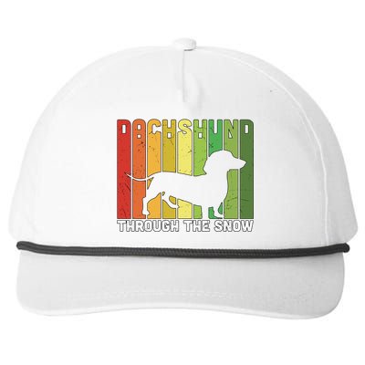 Dachshund Dog Through The Snow Christmas Family Matching Dog Gift Snapback Five-Panel Rope Hat