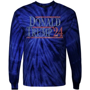 Distressed Donald Trump 2024 Donald Trump 24 Tie-Dye Long Sleeve Shirt