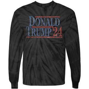 Distressed Donald Trump 2024 Tie-Dye Long Sleeve Shirt