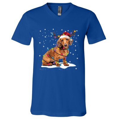 Dachshund Dogs Tree Christmas Sweater Xmas For Pet Dog Meaningful Gift V-Neck T-Shirt