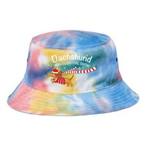 Dachshund Dog Through The Snow Funny Dachshund Christmas Gift Tie Dye Newport Bucket Hat