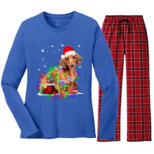 Dachshund Dogs Tree Christmas Sweater Xmas Pet Dog Lover Cool Gift Women's Long Sleeve Flannel Pajama Set 