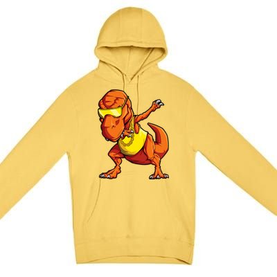 Dabbing Dinosaur T Rex Funny Dab Meme Premium Pullover Hoodie