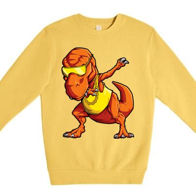 Dabbing Dinosaur T Rex Funny Dab Meme Premium Crewneck Sweatshirt