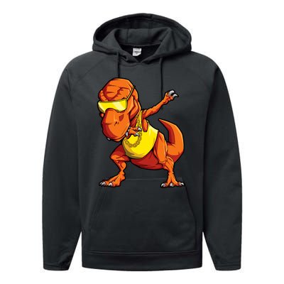 Dabbing Dinosaur T Rex Funny Dab Meme Performance Fleece Hoodie