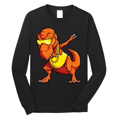 Dabbing Dinosaur T Rex Funny Dab Meme Long Sleeve Shirt