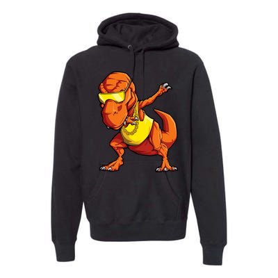 Dabbing Dinosaur T Rex Funny Dab Meme Premium Hoodie