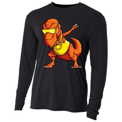 Dabbing Dinosaur T Rex Funny Dab Meme Cooling Performance Long Sleeve Crew