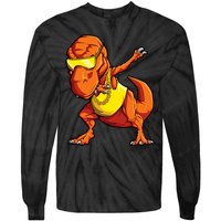 Dabbing Dinosaur T Rex Funny Dab Meme Tie-Dye Long Sleeve Shirt