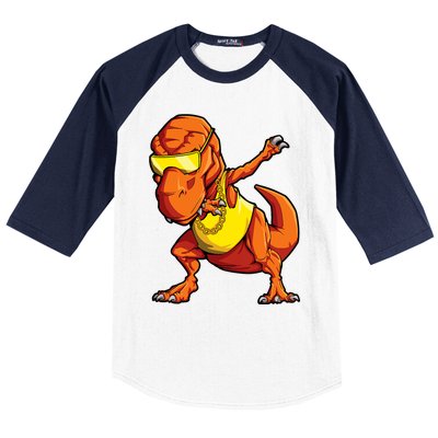 Dabbing Dinosaur T Rex Funny Dab Meme Baseball Sleeve Shirt