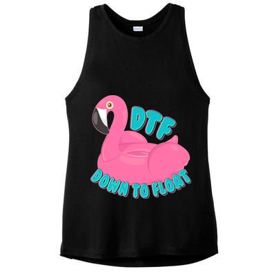 Dtf Down To Float Vacation Time Flamingo Floatie Ladies PosiCharge Tri-Blend Wicking Tank