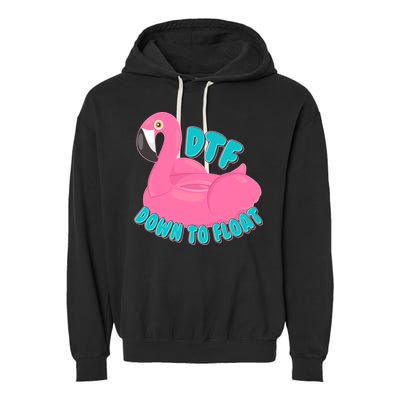 Dtf Down To Float Vacation Time Flamingo Floatie Garment-Dyed Fleece Hoodie
