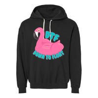 Dtf Down To Float Vacation Time Flamingo Floatie Garment-Dyed Fleece Hoodie