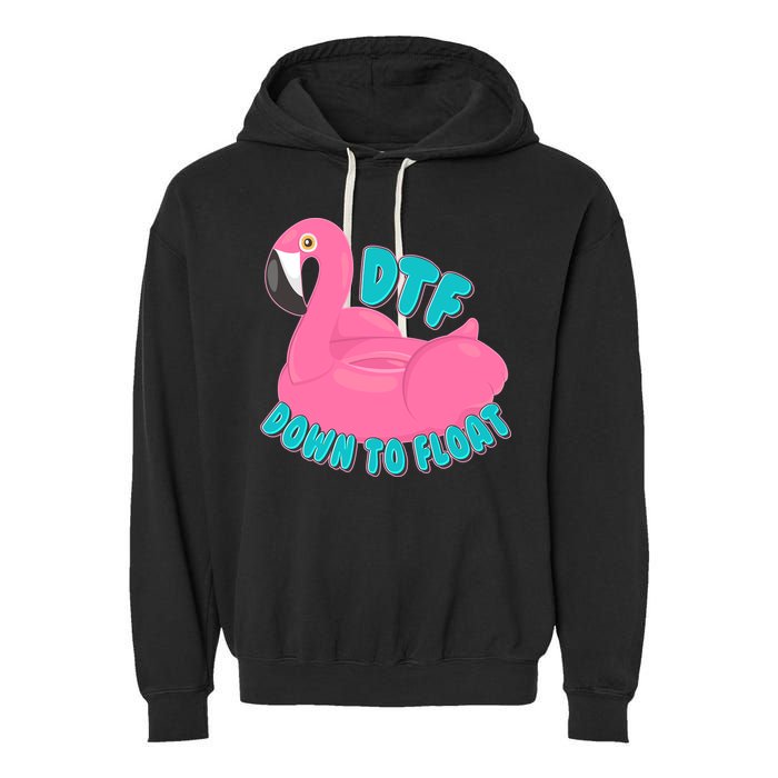 Dtf Down To Float Vacation Time Flamingo Floatie Garment-Dyed Fleece Hoodie