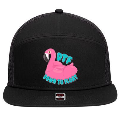 Dtf Down To Float Vacation Time Flamingo Floatie 7 Panel Mesh Trucker Snapback Hat