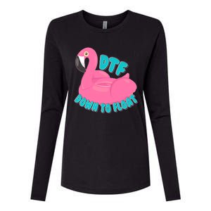 Dtf Down To Float Vacation Time Flamingo Floatie Womens Cotton Relaxed Long Sleeve T-Shirt