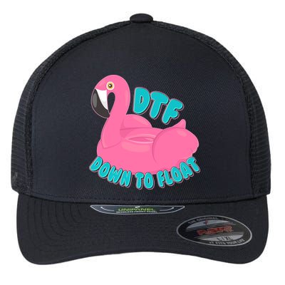 Dtf Down To Float Vacation Time Flamingo Floatie Flexfit Unipanel Trucker Cap