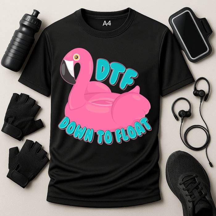 Dtf Down To Float Vacation Time Flamingo Floatie Cooling Performance Crew T-Shirt