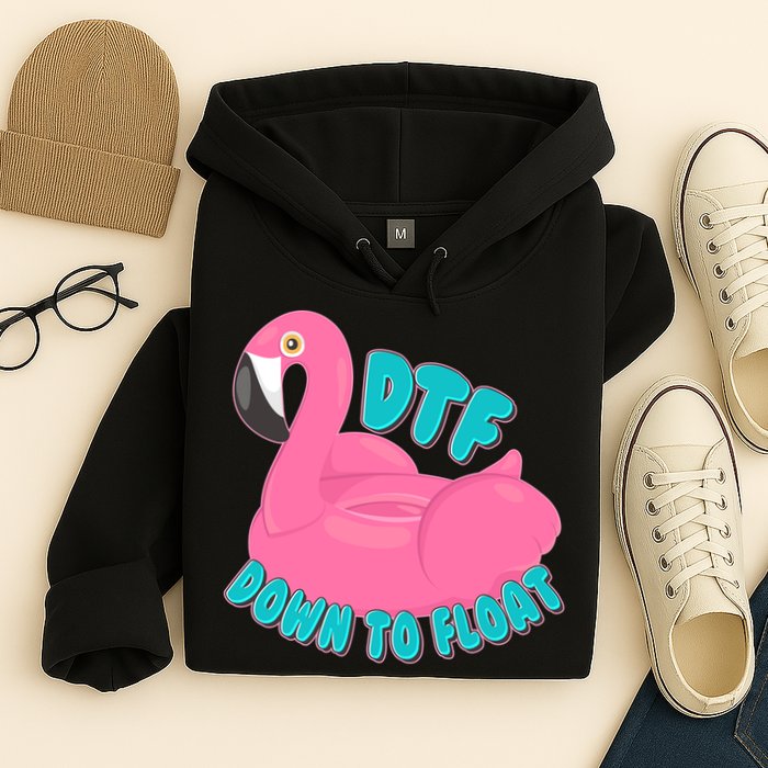 Dtf Down To Float Vacation Time Flamingo Floatie Hoodie