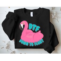 Dtf Down To Float Vacation Time Flamingo Floatie Sweatshirt
