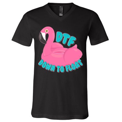 Dtf Down To Float Vacation Time Flamingo Floatie V-Neck T-Shirt