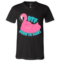 Dtf Down To Float Vacation Time Flamingo Floatie V-Neck T-Shirt