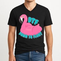 Dtf Down To Float Vacation Time Flamingo Floatie V-Neck T-Shirt