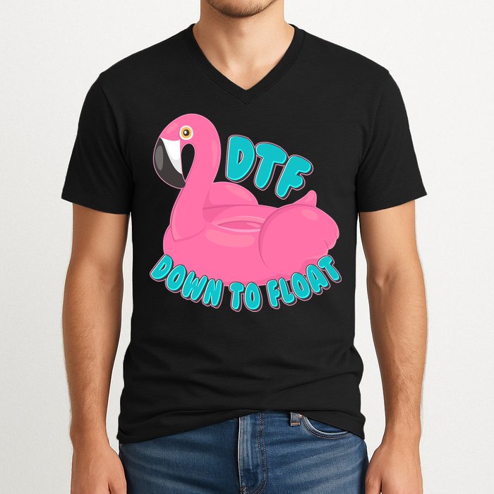 Dtf Down To Float Vacation Time Flamingo Floatie V-Neck T-Shirt