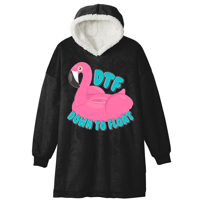 Dtf Down To Float Vacation Time Flamingo Floatie Hooded Wearable Blanket