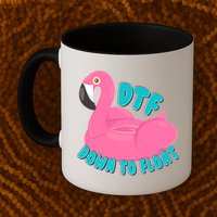 Dtf Down To Float Vacation Time Flamingo Floatie Mug