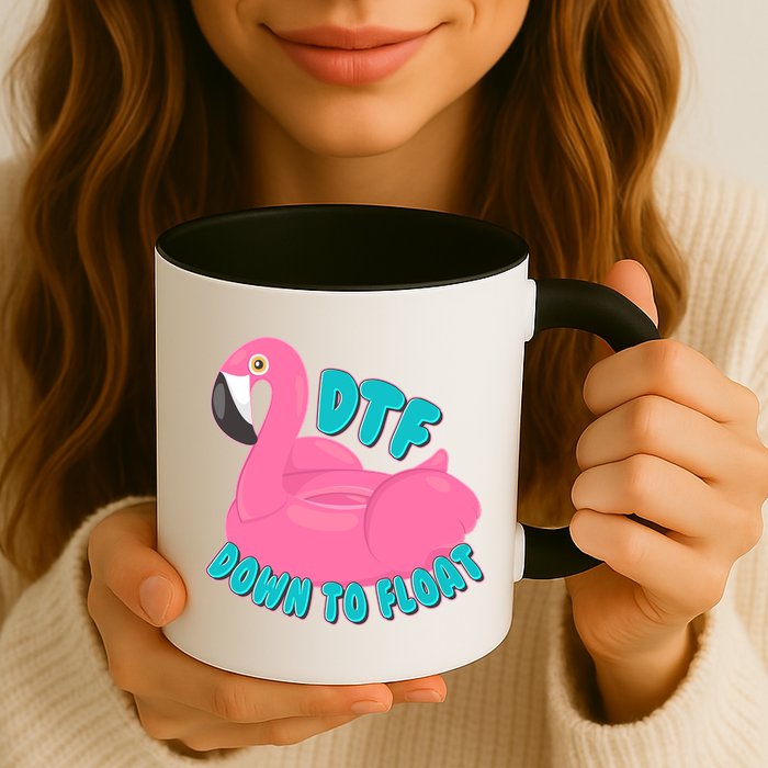 Dtf Down To Float Vacation Time Flamingo Floatie Mug