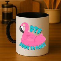 Dtf Down To Float Vacation Time Flamingo Floatie Mug