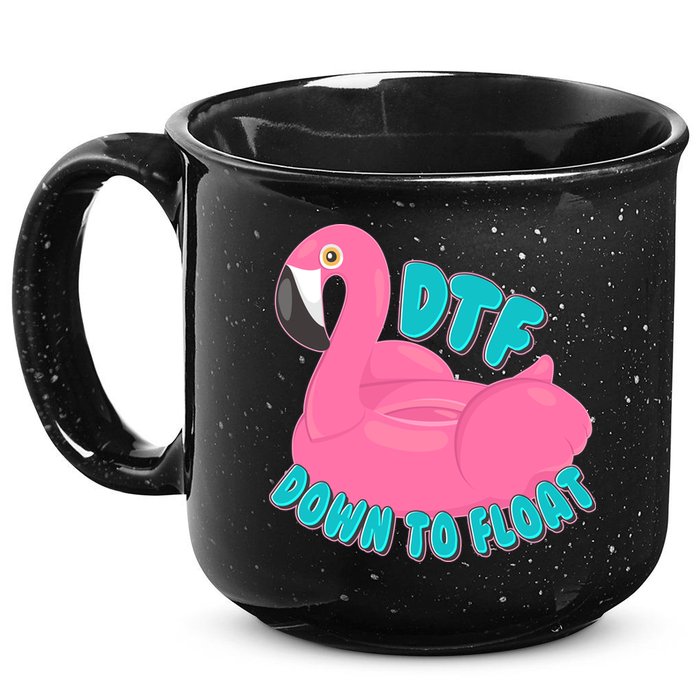 Dtf Down To Float Vacation Time Flamingo Floatie 15oz Campfire Ceramic Mug