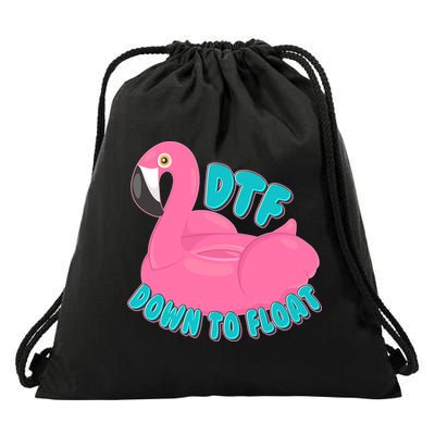 Dtf Down To Float Vacation Time Flamingo Floatie Drawstring Bag