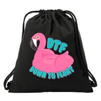 Dtf Down To Float Vacation Time Flamingo Floatie Drawstring Bag