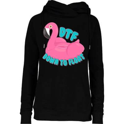 Dtf Down To Float Vacation Time Flamingo Floatie Womens Funnel Neck Pullover Hood