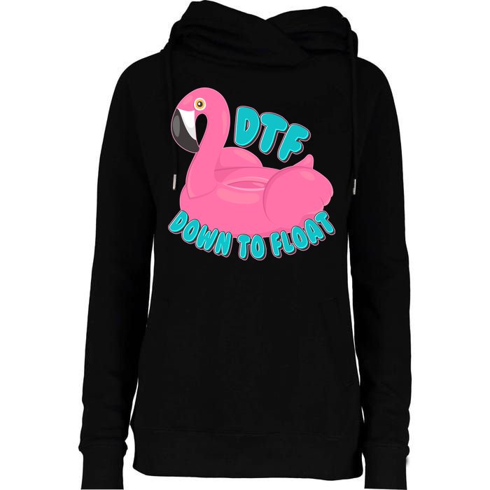 Dtf Down To Float Vacation Time Flamingo Floatie Womens Funnel Neck Pullover Hood