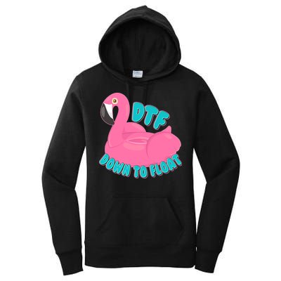 Dtf Down To Float Vacation Time Flamingo Floatie Women's Pullover Hoodie