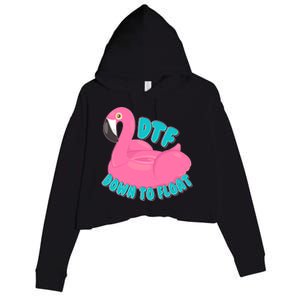 Dtf Down To Float Vacation Time Flamingo Floatie Crop Fleece Hoodie