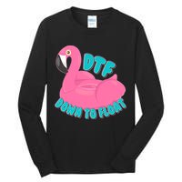 Dtf Down To Float Vacation Time Flamingo Floatie Tall Long Sleeve T-Shirt