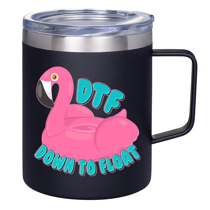Dtf Down To Float Vacation Time Flamingo Floatie 12oz Stainless Steel Coffee Mug