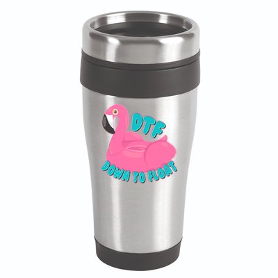 Dtf Down To Float Vacation Time Flamingo Floatie 16oz Travel Tumbler