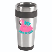 Dtf Down To Float Vacation Time Flamingo Floatie 16oz Travel Tumbler