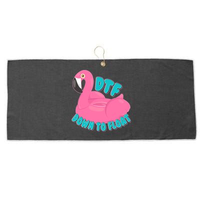 Dtf Down To Float Vacation Time Flamingo Floatie Large Microfiber Waffle Golf Towel