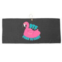 Dtf Down To Float Vacation Time Flamingo Floatie Large Microfiber Waffle Golf Towel