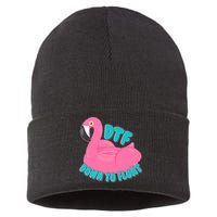 Dtf Down To Float Vacation Time Flamingo Floatie Sustainable Knit Beanie