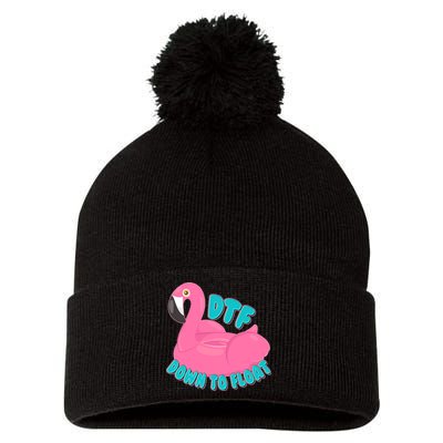 Dtf Down To Float Vacation Time Flamingo Floatie Pom Pom 12in Knit Beanie