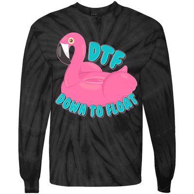 Dtf Down To Float Vacation Time Flamingo Floatie Tie-Dye Long Sleeve Shirt