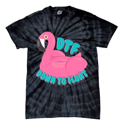 Dtf Down To Float Vacation Time Flamingo Floatie Tie-Dye T-Shirt