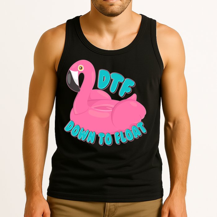 Dtf Down To Float Vacation Time Flamingo Floatie Tank Top